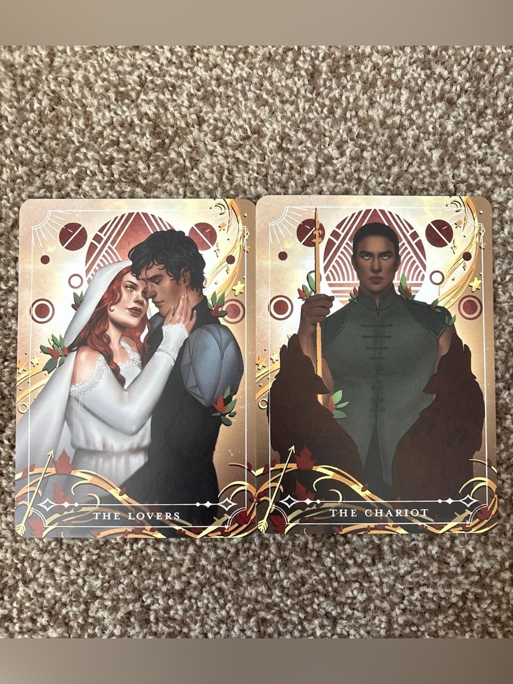 fairyloot from blood and ash the lovers and the chariot tarot cards